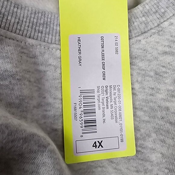 Plus Size Cotton Fleece Crewneck Cropped Sweatshirt | All in Motion | 4X - Picture 8 of 11